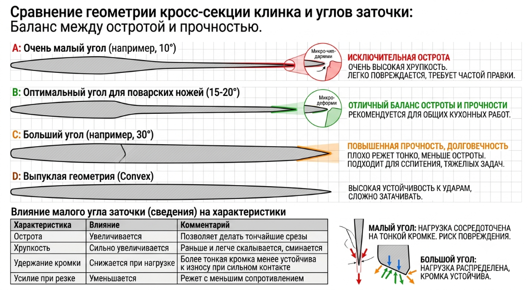 Примеры профилей ножа в поперечном разрезе