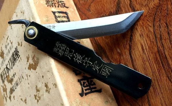 HKI-080BL, нож складной Higonokami с черной рукоятью