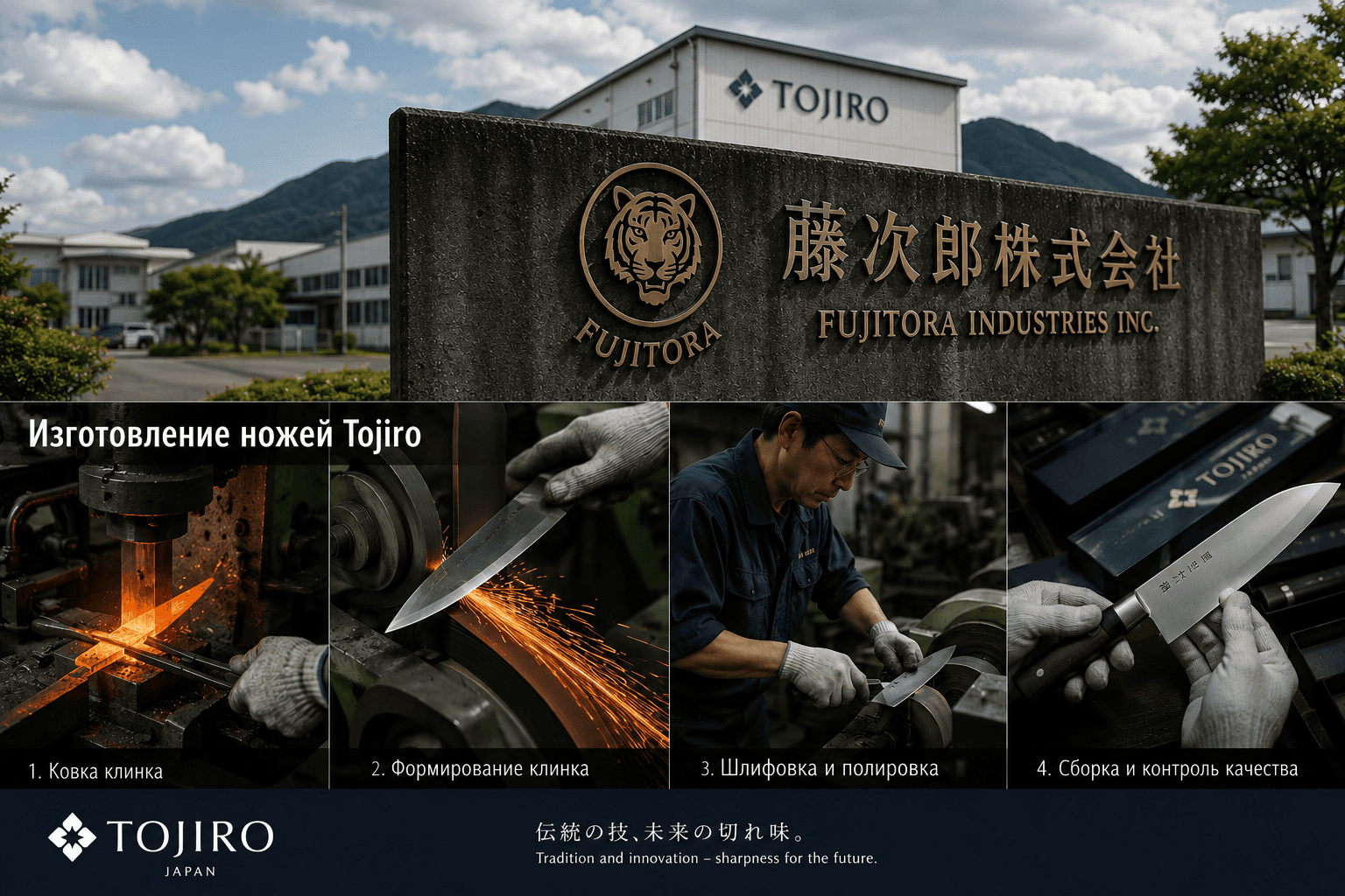 Изготовление ножей Tojiro