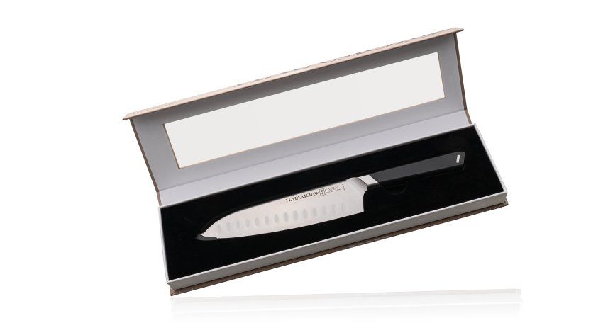 Фотография Кухонный Нож Японский Шеф Сантоку Hatamoto HVT-003B