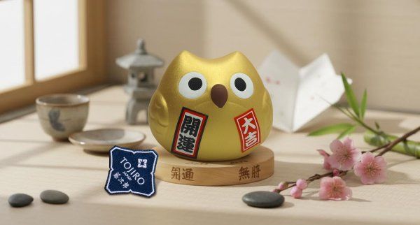 Фотография Сувенир Fukuro Сова 5см, ручная работа, золотая (made in Japan)