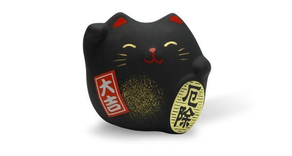 Сувенир Манэки Кот 5 см, ручная работа, черный (made in Japan)