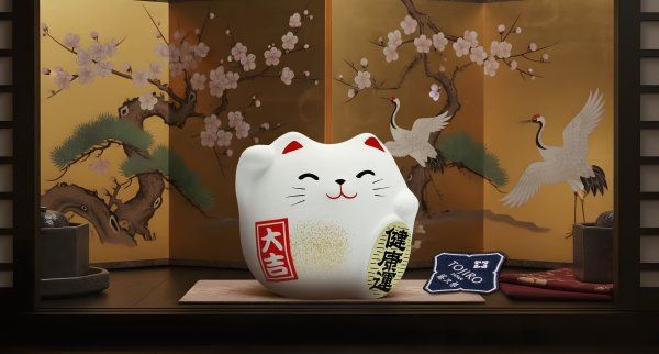 Фотография Сувенир Манэки Кот 5 см, ручная работа, белый (made in Japan)