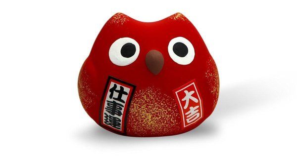 Сувенир Fukuro Сова 5 см, ручная работа, красная (made in Japan)