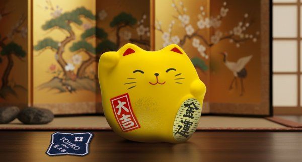 Фотография Сувенир Манэки Кот 5 см, ручная работа, желтый (made in Japan)