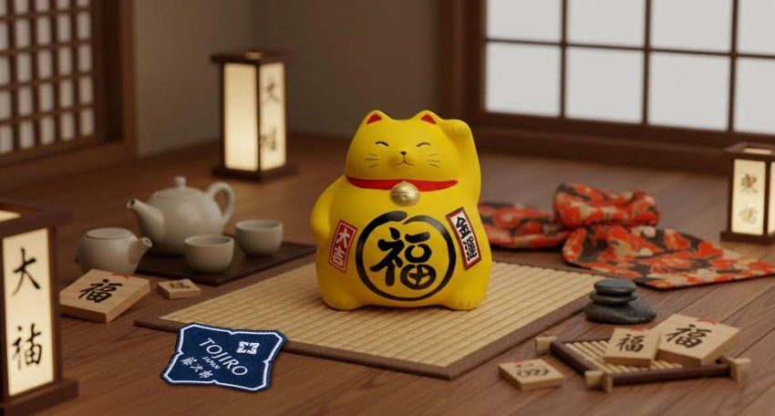 Фотография Сувенир копилка Манэки Кот 10 см,  ручная работа, Япония