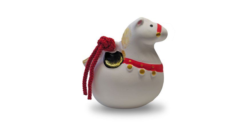 Фотография Сувенир фигурка-колокольчик Лошадь, керамика, Япония