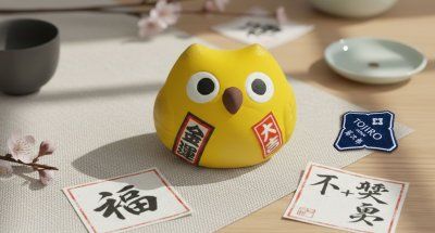 Фотография Сувенир Fukuro Сова 5 см, ручная работа, желтая (made in Japan)