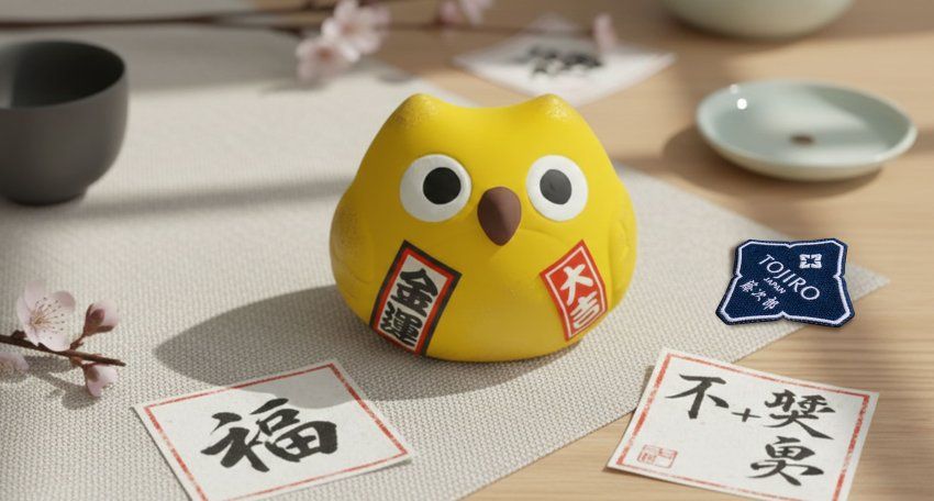 Фотография Сувенир Fukuro Сова 5 см, ручная работа, желтая (made in Japan)