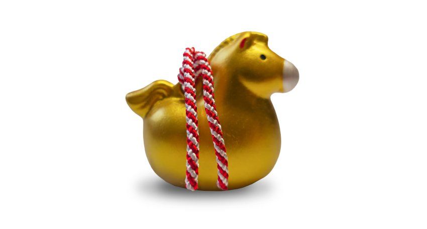 Фотография Сувенир фигурка колокольчик Лошадь, керамика, Япония