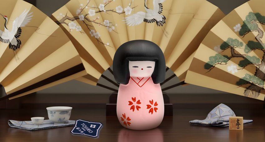 Фотография Сувенир МИНИ КУКОЛКА КОКЭСИ 10 см, ручная работа, розовый (made in Japan)