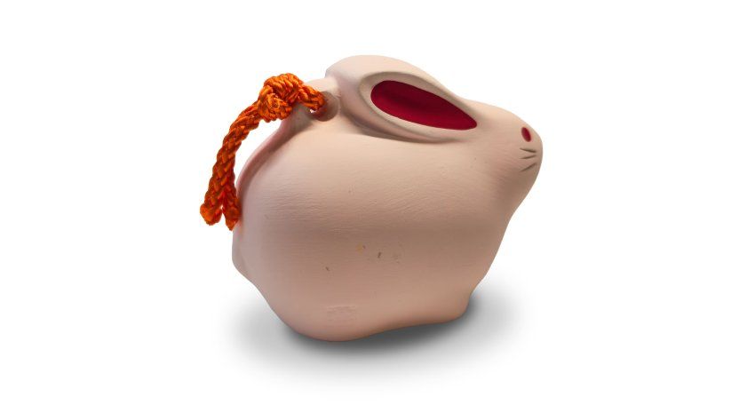 Фотография Фигурка колокольчик восточного гороскопа Кролик (Заяц), керамика, Япония