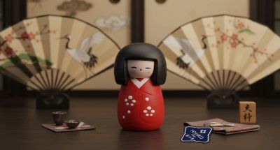 Фотография Сувенир МИНИ КУКОЛКА КОКЭСИ 5 см, ручная работа, красная (made in Japan)