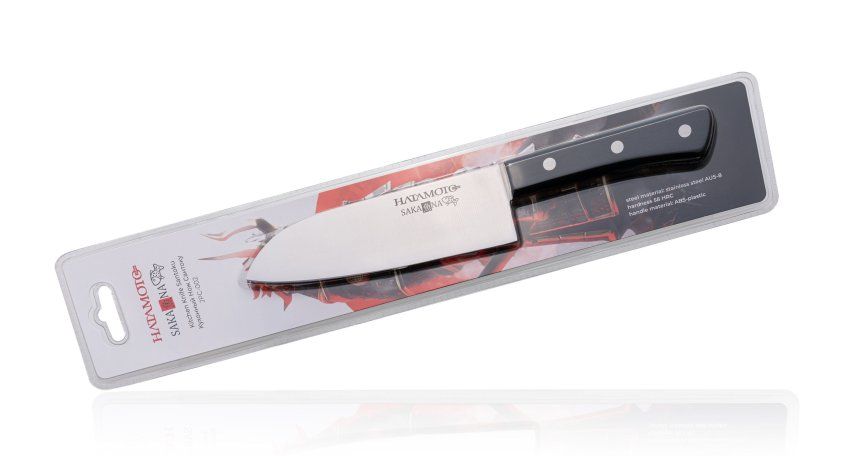 Фотография Кухонный Нож Японский Шеф Сантоку Hatamoto Sakana JPC-002