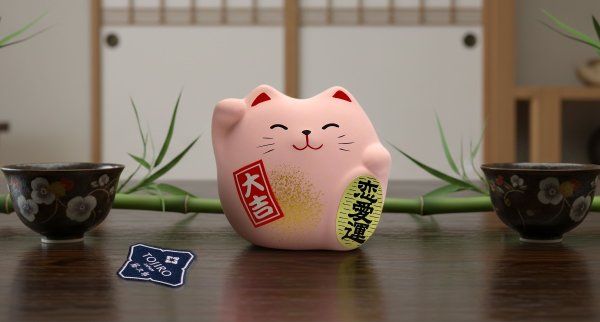 Фотография Сувенир Манэки Кот 5 см, ручная работа, розовый (made in Japan)